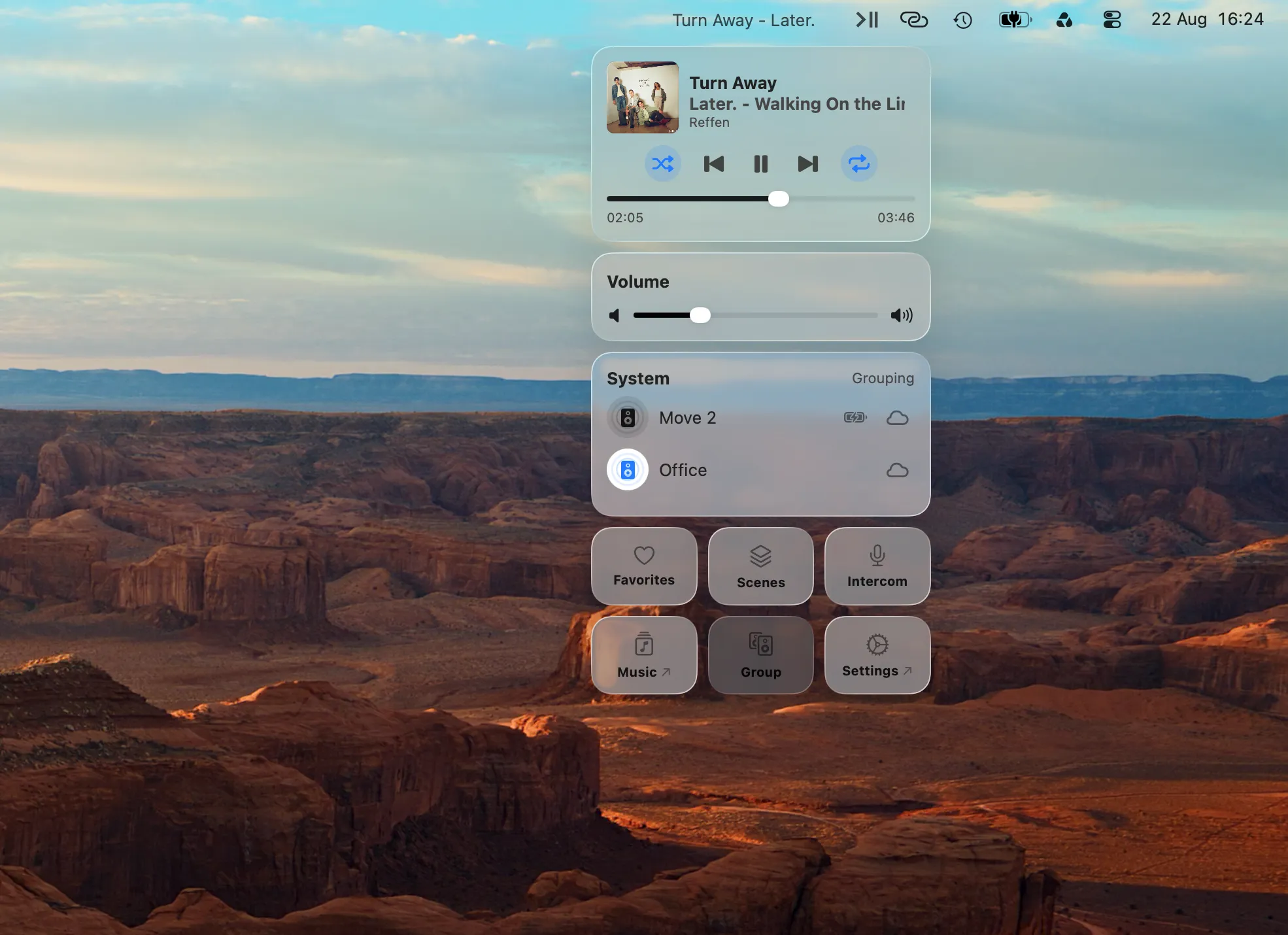 MBC controlling Sonos playback from the Mac menu bar while a VPN is connected